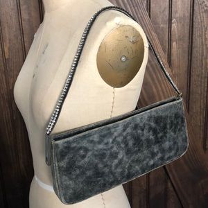 Leslie Hsu Blk Leather Bag Swarovski Crystal Strap